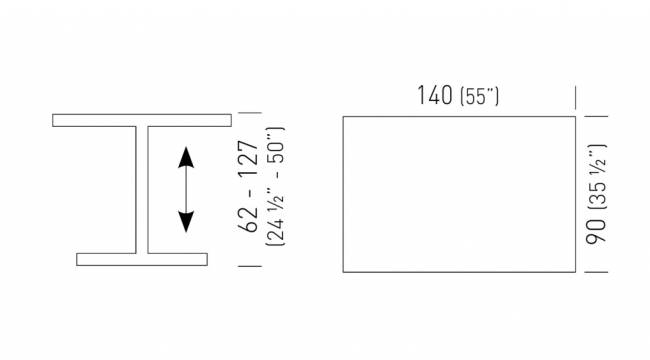 Стол ламинированный с регулировкой высоты Azione 1400х900х620-1270 мм