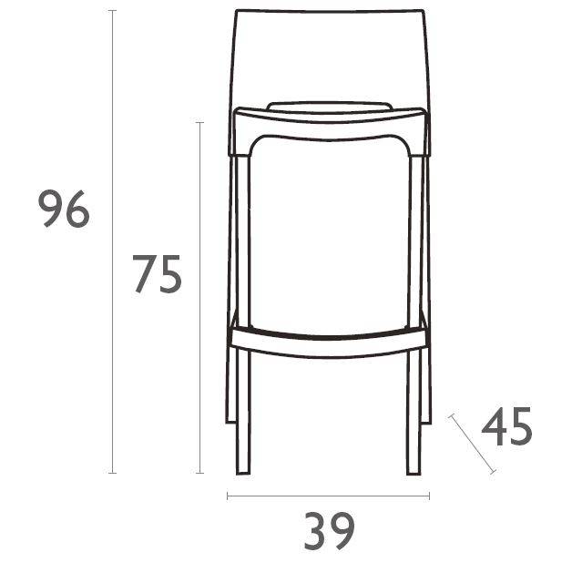 Стул пластиковый барный Gio 75 красный 390х450х960 мм