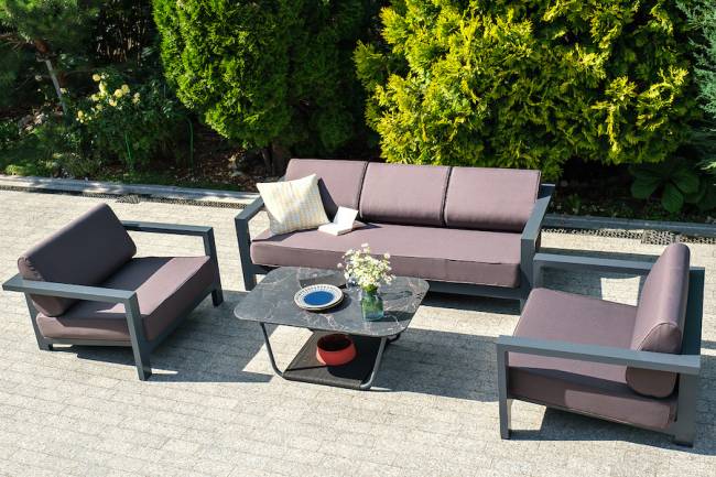 "Гранада" диван трехместный, каркас из алюминия, ткань Savana Graffit