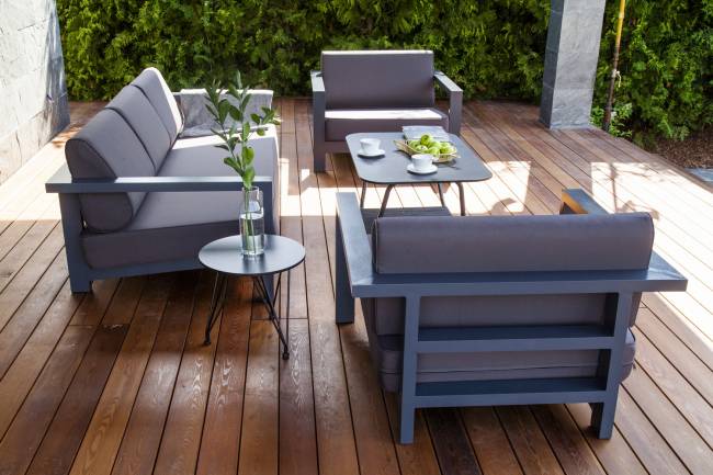 "Гранада" диван трехместный, каркас из алюминия, ткань Savana Graffit