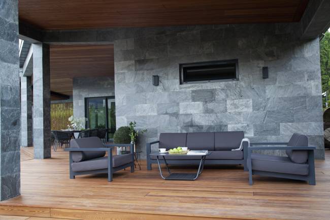 "Гранада" диван трехместный, каркас из алюминия, ткань Savana Graffit