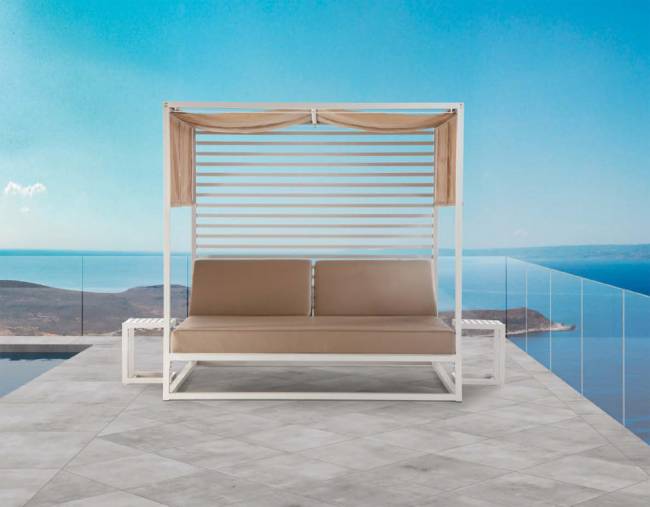 Шатер с лежаками Antigua белый, тортора 1950х1950х2000 мм