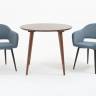 Стол Монте К 90 орех с креслами Пичч велюр синий