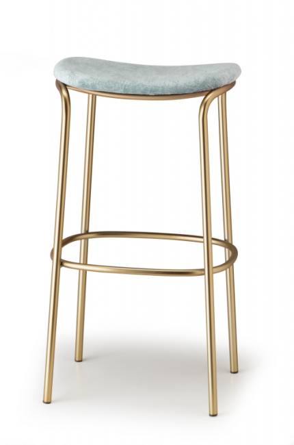 Табурет барный с обивкой Trick Pop матовое золото, голубой 350х350х770 мм