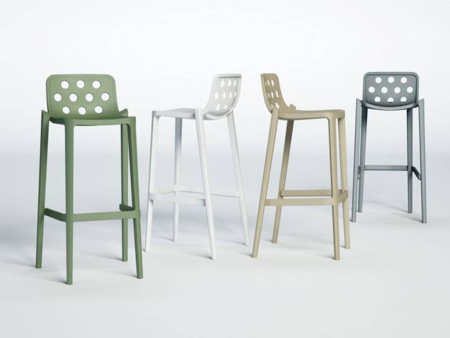 Стул пластиковый барный Isidoro 76 серый 480х460х970 мм