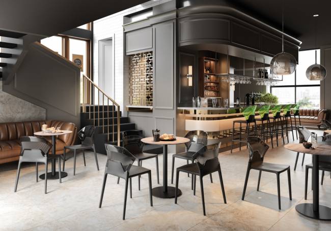 Стул пластиковый Ego-S антрацит, дымчатый 510х520х820 мм