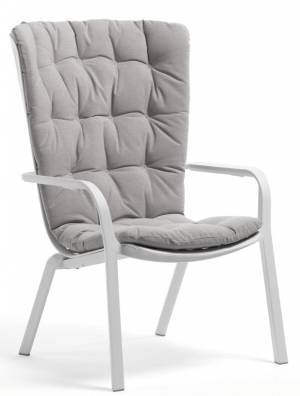 Лаунж-кресло пластиковое с подушкой Folio белый, серый 720х810-925х1130-1065 мм