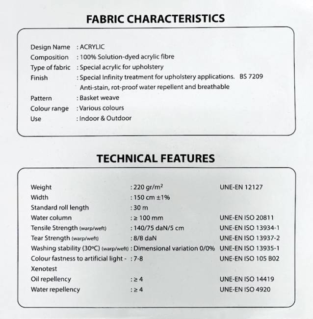 Матрас для шезлонга Mattress Acrylic серый 1990х710х150 мм