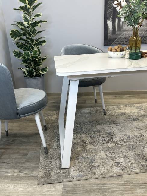 Стол керамический Vavilon 120-160*80*76 белый мрамор/белый Стол керамический Vavilon 120-160*80*76 белый мрамор/белый