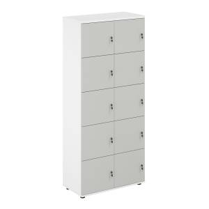 SG.820.WH.SH / Локер 10 ячеек 800х400х1866 / корпус: белый; фасады: серый бархат