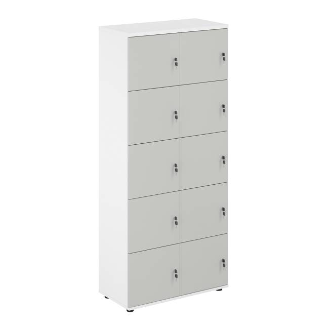 SG.820.WH.SH / Локер 10 ячеек 800х400х1866 / корпус: белый; фасады: серый бархат