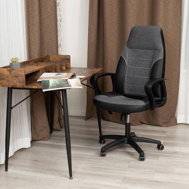 Кресло INTER (24) кож/зам/ткань, черный/серый, 36-6/207/TW-12/TW-11 черный/серый кож/зам/ткань