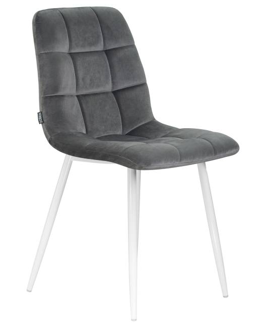 Стул обеденный DOBRIN ALEX, белые ножки, темно-серый велюр V108-91
