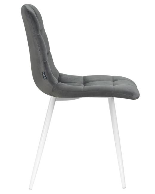 Стул обеденный DOBRIN ALEX, белые ножки, темно-серый велюр V108-91