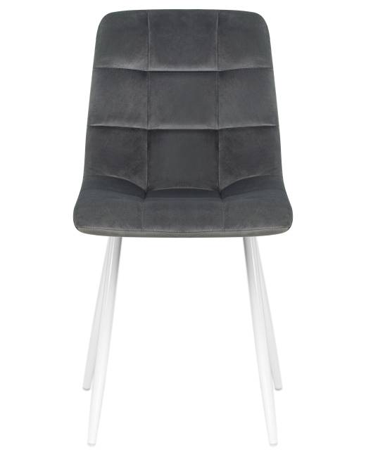 Стул обеденный DOBRIN ALEX, белые ножки, темно-серый велюр V108-91
