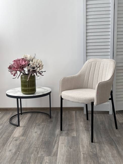 Стул WILSON Daly-02 светло-бежевый, ткань / черный каркас, ®DISAUR