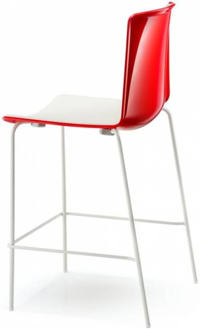 Стул пластиковый барный Tweet белый, красный, белый 520х530х1090 мм