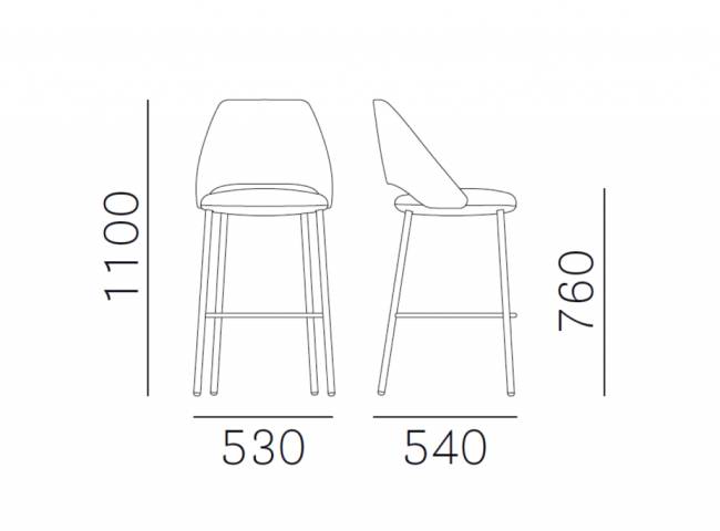 Стул барный с обивкой Vic 530х540х1100 мм