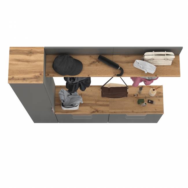 Набор мебели в маленькую прихожую Октава № 34 цвет серый графит/дуб крафт золотой