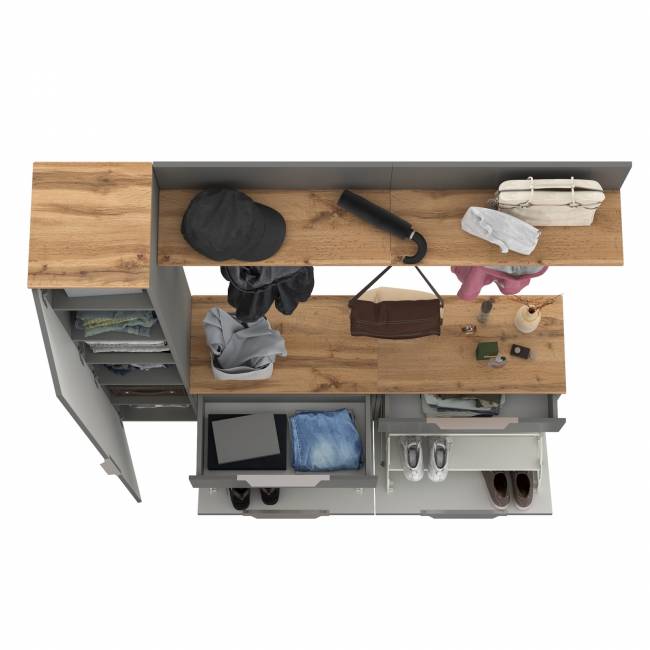 Набор мебели в маленькую прихожую Октава № 34 цвет серый графит/дуб крафт золотой