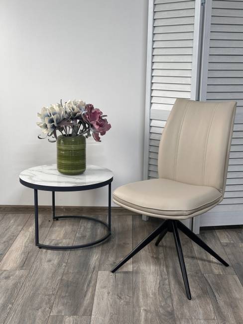 Стул YOHAN 360 град. поворот. HF017-02 Бежевый, экокожа / Черный, ®DISAUR