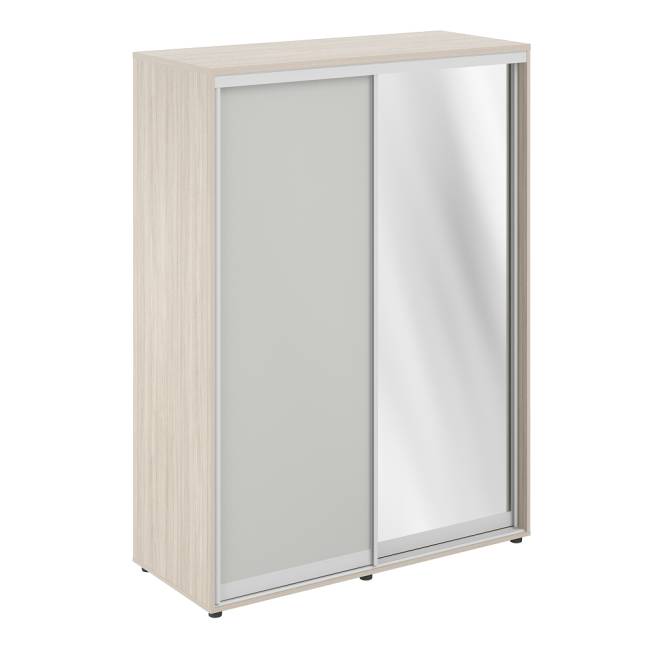 SG.716.OL.SH.AL / Шкаф купе 1438х600х1953  высокий, з.ст. ХДФ, 2 штанги / корпус цвет: светлый дуб, двери: серый бархат + зеркало