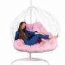 Двойное подвесное кресло "Gemini" promo white розовая подушка
