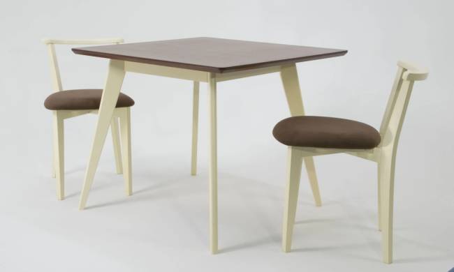 Стол обеденный Сканди М90, слоновая кость/орех