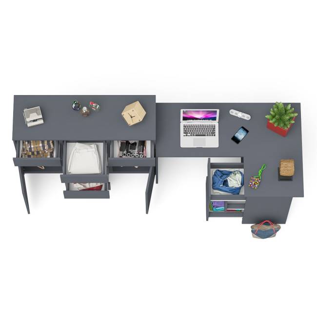 Комод-тумба МК1200.4 с компьютерным угловым столом МС-16 правым Мори цвет графит