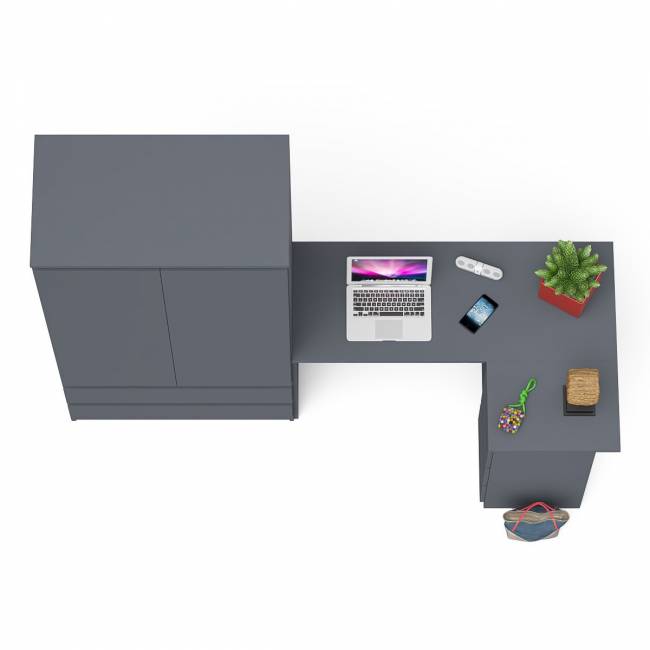 Стол компьютерный угловой правый Мори и шкаф-комод Мори МШ900.1 цвет графит