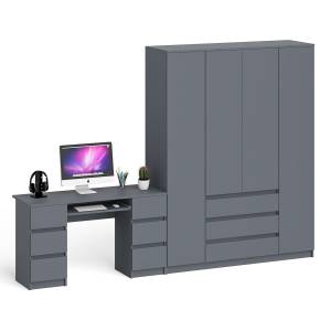 Стол компьютерный двухтумбовый со шкафом МШ1600.1 Мори цвет графит