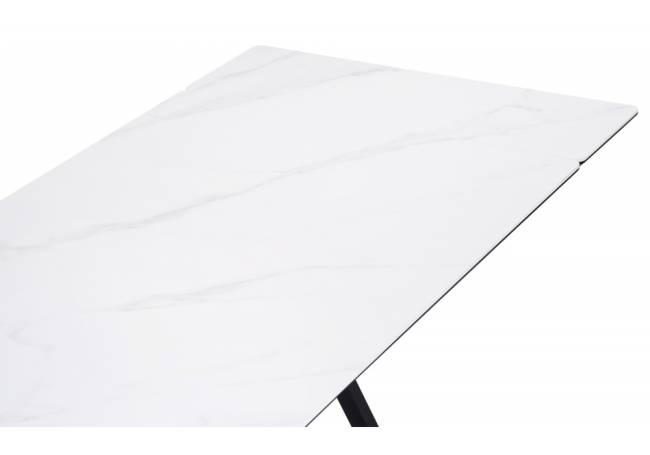 Керамический стол Вилсон 160(220)х89х75 белый мрамор snow white / черный