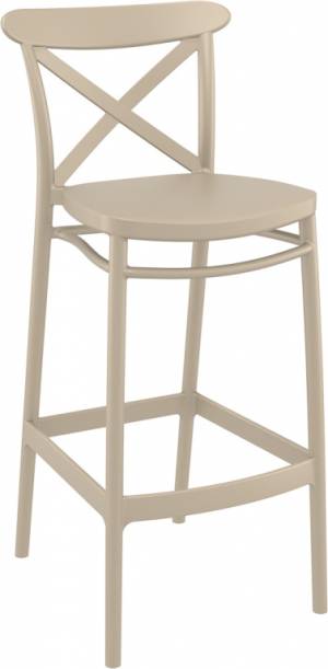 Стул пластиковый барный Cross Bar 75 бежевый 450х520х1060 мм
