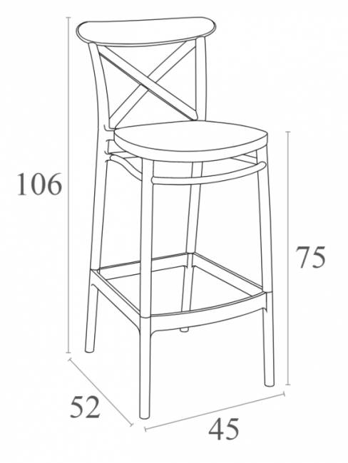 Стул пластиковый барный Cross Bar 75 бежевый 450х520х1060 мм