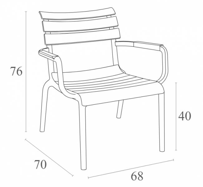 Кресло лаунж пластиковое Paris Lounge черный 680х700х760 мм