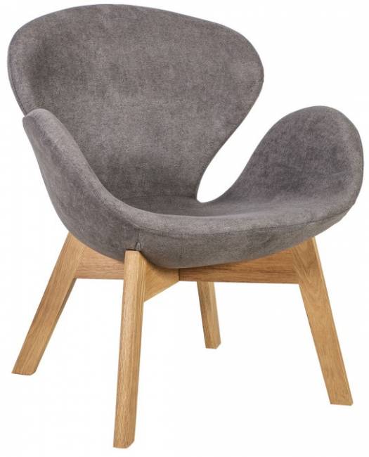 Кресло с обивкой Swan Wood Legs (Arne Jacobsen) A062 натуральный, серый 660х580х850 мм