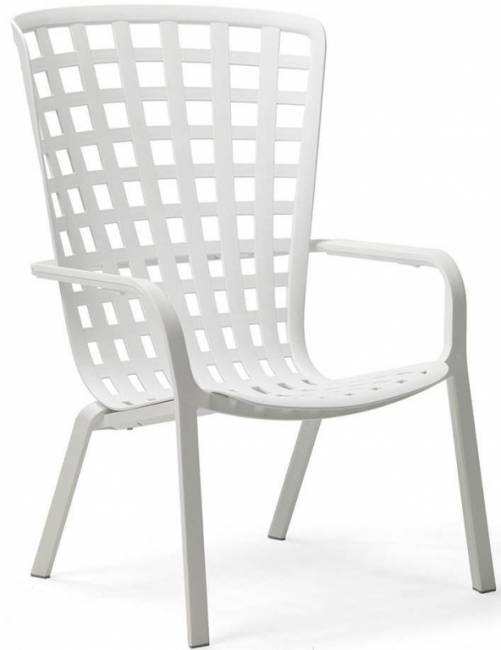 Лаунж-кресло пластиковое с подушкой Folio белый, голубой 720х810-925х1130-1065 мм