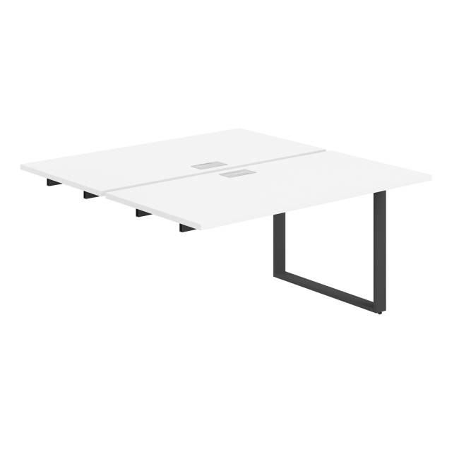 AG.122.WH.L.72.AN  / Секция рабочей станции 1400х1238х750  / профиль О-образный: 70х20 антрацит; лючок: серебро; столешница: белый