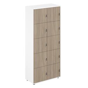 SG.820.WH.OD / Локер 10 ячеек 800х400х1866 / корпус: белый; фасады: дуб темный