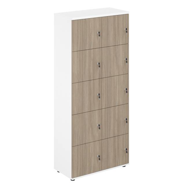 SG.820.WH.OD / Локер 10 ячеек 800х400х1866 / корпус: белый; фасады: дуб темный