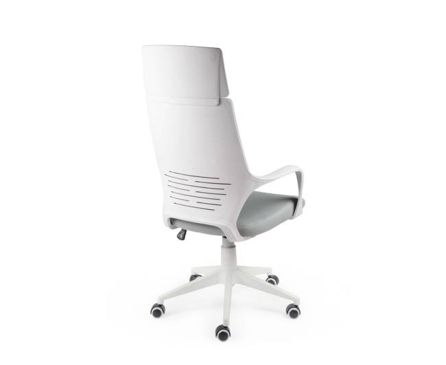 Кресло офисное / IQ / белый пластик / серая ткань