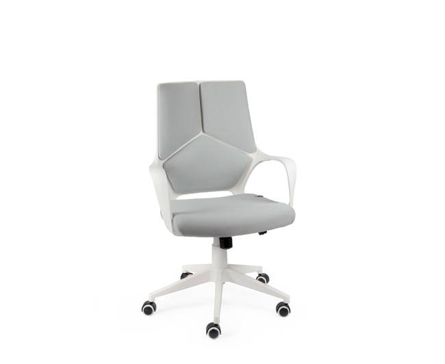 Кресло офисное / IQ / белый пластик / серая ткань