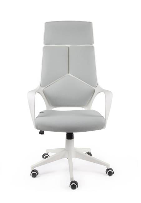 Кресло офисное / IQ / белый пластик / серая ткань