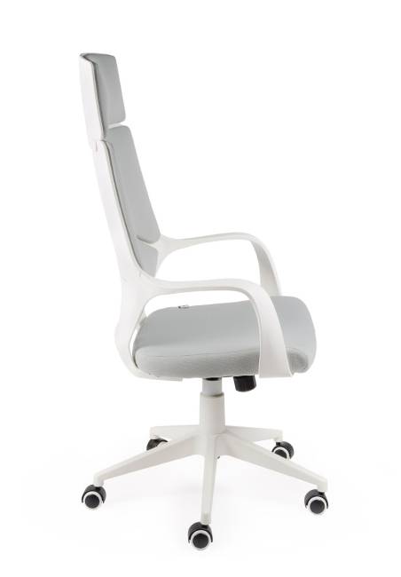 Кресло офисное / IQ / белый пластик / серая ткань