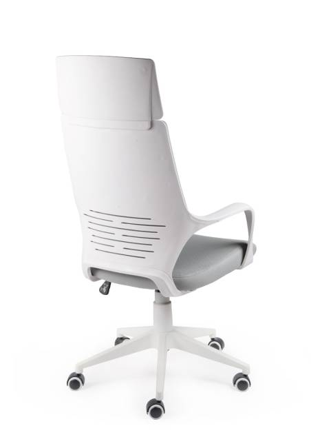 Кресло офисное / IQ / белый пластик / серая ткань