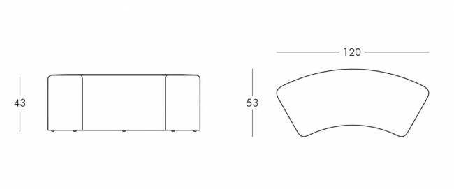 Скамья пластиковая Soft Snake Standard 1190х520х430 мм