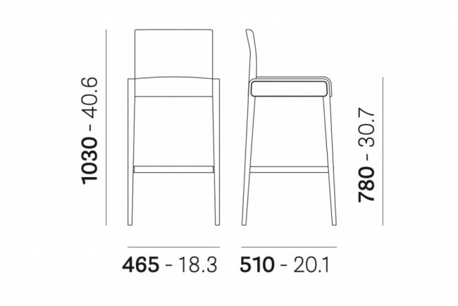 Стул деревянный барный с обивкой Jil 465х510х1030 мм