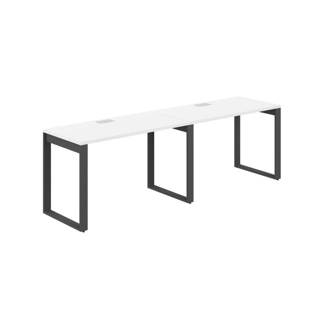 AG.171.WH.L.72.AN / Рабочая станция s-b-s 2400х600х750 / профиль О-образный: 70х20 антрацит; лючок: серебро; столешница: белый