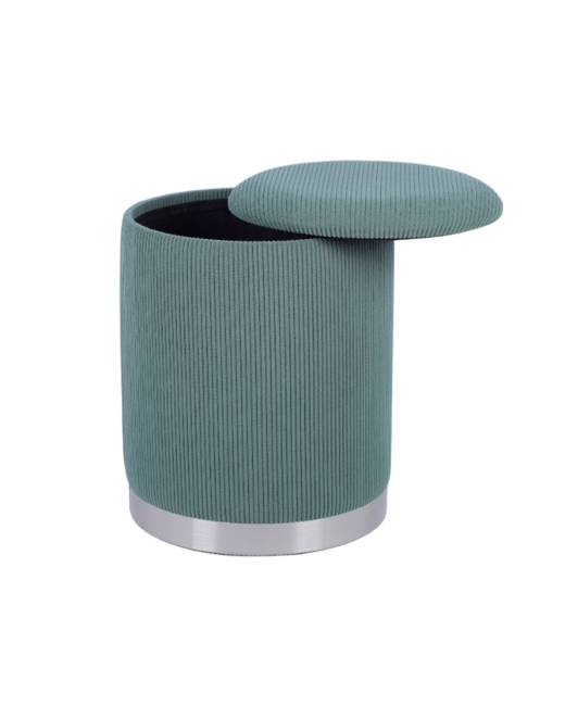 Пуф Эмили с ящиком серебро вельвет зелёный