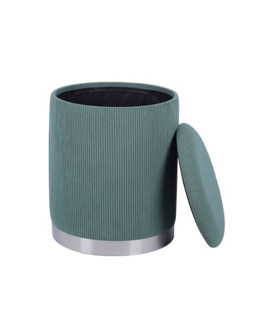 Пуф Эмили с ящиком серебро вельвет зелёный